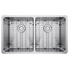 32"x19" Double Bowl 50/50 Undermount Stainless Steel Kitchen Sink, Strainer Grid