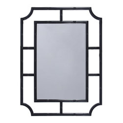 Worlds Away Marian Black Lacquer Mirror - Bathroom Mirrors