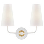Hudson Valley Lighting - Merri 2-Light Wall Sconce, Soft Off White - Striking in its simplicity, Merri's backplate, tall tapered shade, and two-tone finish form an attractive accent. A disc of metal in brass or nickel between arm and backplate creates an understated bit of contrast.