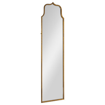 Arched Floor Length Metal Framed Wall Mirror, Antique Goldleaf