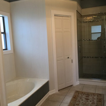 Coastal Farmhouse. I think I officially live for re-doing 80's master bathrooms.