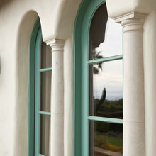 Pretty sea foam green window accents