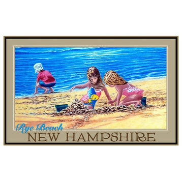 David Linton Rye Beach New Hampshire Kids in Sand Art Print, 24"x36"