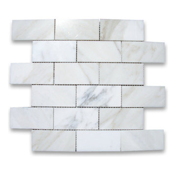 Calacatta Gold Calcutta Marble 2x4 Brick Subway Mosaic Tile Polished, 1 sheet