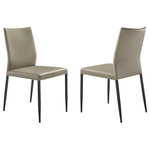 Armen Living - Kash Upholstered Dining Chair Set, Taupe Gray Faux Leather and Black Metal Legs - Amp up the comfort of your home with the modern appeal and practical touch of our Kash Upholstered Dining Chairs - Set of 2 in Faux Leather with Black Metal Legs. With a slim and streamlined profile, the parsons chair brings effortless style and elegance to your home. It is perched upon slender black metal legs to make any room appear open and spacious. It features a tall back with a subtle curve to provide exceptional lumbar support. With a simple and elegant design, our dining room chair focuses on bringing comfort and convenience to your dining table. It can easily transition anywhere from your living space to your home office to provide a comfy seat for everyday functions. This kitchen chair is upholstered in UV and stain-resistant faux leather which does not crack or fade easily to provide easy care and maintenance. Built to last, the Kash dining chair is available in Taupe Gray, Brown, or Black Faux Leather with Black Metal Legs. These dining chairs are sold as a set of 2.