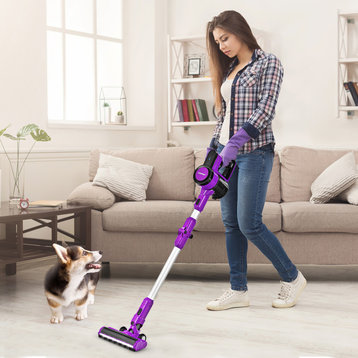Costway Cordless Stick Vacuum Cleaner 3-in-1 Handheld Vacuum Cleaner Purple