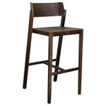 OSIDEA USA Inc. - The 100 Bar Stool, 29" Seat Height, Walnut - This stackable bar stool will fit well in commercial and residential spaces alike. Its curved open back give a comfortable and unique aesthetic touch, allowing one to easily pick up this chair and neatly stack it away.