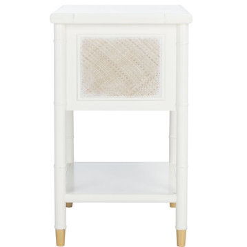 Ahab 2 Drawers 1 Shelf Accent Table White, Gold