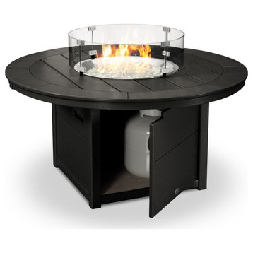 Polywood Round 48" Fire Pit Table, Black