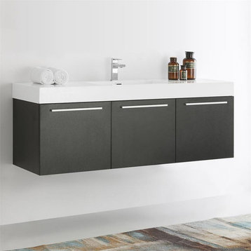 Fresca Vista 60" Wall Hung Single Sink Modern Bathroom Cabinet in Black