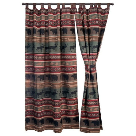 Backwoods Black Bear Striped Drapes