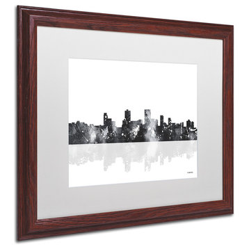 Watson 'Anchorage Alaska Skyline BG-1' Art, Wood Frame, 16"x20", White Matte