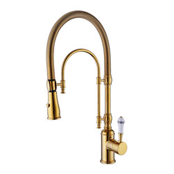 RBROHANT - Kitchen Faucets Single Handle Single Lever Pull Down Sprayer Spring Sink Faucet - Kitchen Faucets