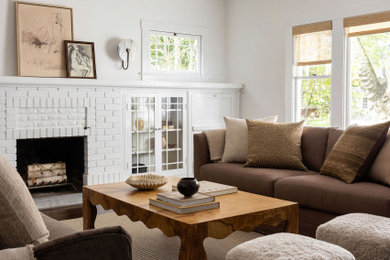 Living room - transitional living room idea in Sacramento with white walls and no tv