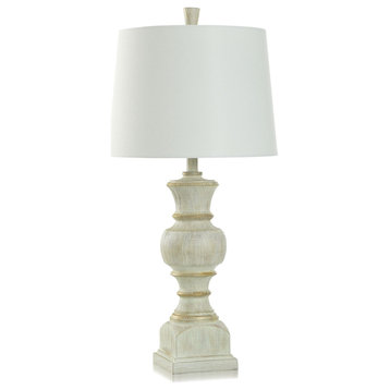 Arden Polyresin Table Lamp White Linen Shade 31"H, Cream