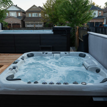 Modern Cedar Deck, Louvered Pergola & Outdoor Kitchen Retreat