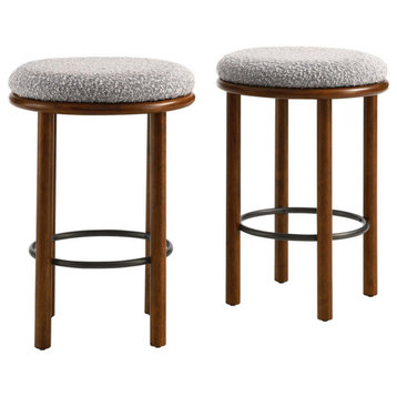 Fable Boucle Fabric Counter Stools - Set of 2 in Walnut Taupe