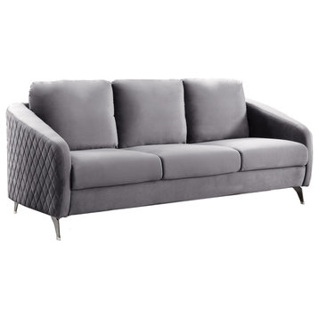 Sofia Velvet Modern Chic Sofa Couch, Gray