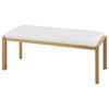 Fuji Contemporary Bench, Gold Metal/White Faux Leather