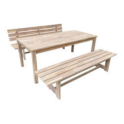 INTERBUILD REAL WOOD Peninsula 3 pieces Outdoor Patio Furniture Set - Patio Furniture And Outdoor Furniture