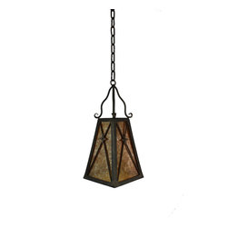 PN-007 Custom Iron and Mica Pendant Light - Pendant Lighting