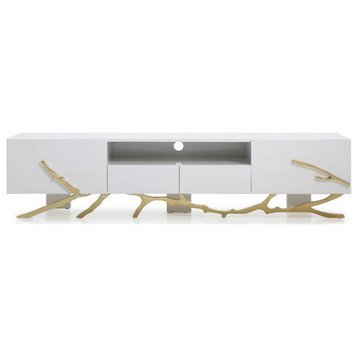 Liza Modern White and Gold TV Stand