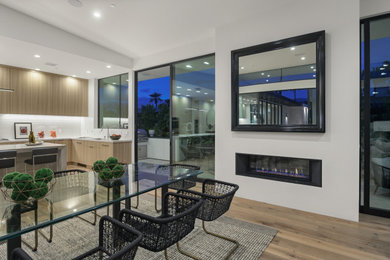 Example of a minimalist family room design in Other