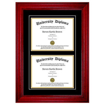 Double Diploma Frame with Double Matting, Premium Cherry, 12"x15"