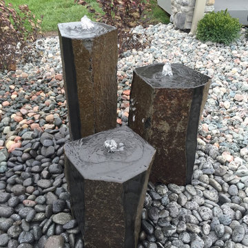 Basalt Fountain with Polished Tops and Alternating Polished Sides
