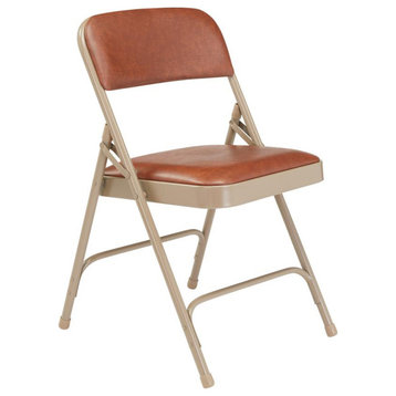 NPS® 1200 Series Premium Vinyl Upholstered Double Hinge Folding Chair, Honey...