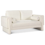 Meridian Furniture - Madeline Chenille Fabric Upholstered Chair, Cream, Loveseat - Refresh your living space with this Madeline chenille fabric living room loveseat. It's upholstered in rich cream chenille fabric with plush padding and bolster pillows that complete the look while supporting your body while you relax and unwind. The loveseat's modish design ensures it seamlessly complements any decor and fits well with other items in the Madeline collection. Whether you're entertaining guests or unwinding with a book, this chair provides both coziness and sophistication.