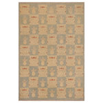 Bareens Designer Rugs - Oriental Ziegler Robena Blue Beige Hand-Knotted Wool Rug - 9'2'' x 11'8'' - Enhance the ambiance of your home with this magnificent Persian-influenced Turkish hand-knotted rug made by skilled artisans capable of creating the most exceptional vegetable dyes and hand-spun wool. This exquisite handmade rug is a one-of-a-kind Peshawar Kafkaz, otherwise identified as Chobi, Chobi Peshawar, Oushak, or Ziegler rug. These handmade rugs are crafted in Pakistan utilizing superior-quality wool imported from Australia, New Zealand, and Korea in two types of weaves: the Persian weave and the Mori weave. This rug is meticulously crafted by hand using the finest natural vegetable dyes extracted from local plants. The artisans use a blend of hand-spun local and fine merino wool, resulting in a rug with a compelling texture, higher lanolin content, and longer staple. The artisans occasionally incorporate natural or artificial silk into the pile to enhance specific motifs. The finished product is an awe-inspiring execution of flawless design and an understated palette that exudes elegance.