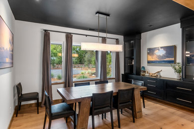 Example of a transitional dining room design in Other