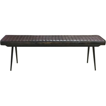 Coaster Partridge Leather Upholstered Cushion Bench Espresso and Black