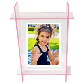 Neon Pink Lucite Picture Frame, 5x7
