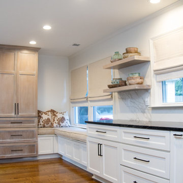Galley kitchen with banquette seating