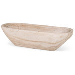 Mercana - Athena Extra Large Oblong Light-Wash Reclaimed Wood Bowl - An extra large oval bowl that has been carefully carved by hand, is made of reclaimed wood with pink undertones that has been finely sand blasted with a white-wash finish.