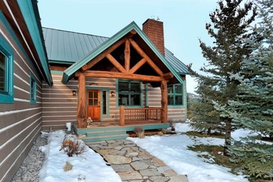 Inspiration for a large transitional slate floor entryway remodel in Other