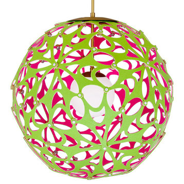 Modern Forms PD-89936 Groovy 36"W LED Globe Chandelier - Green / Pink / Aged