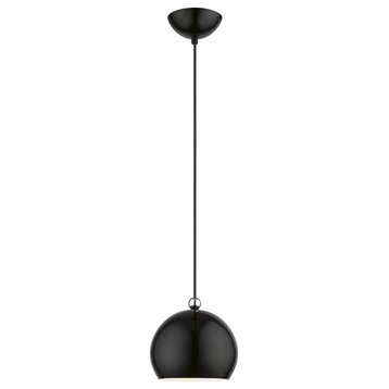 Stockton 1 Light Shiny Black With Polished Chrome Accents Globe Mini Pendant
