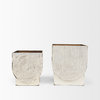 Medina Off White With Gold Antiquing Metal Planters, Set of 2