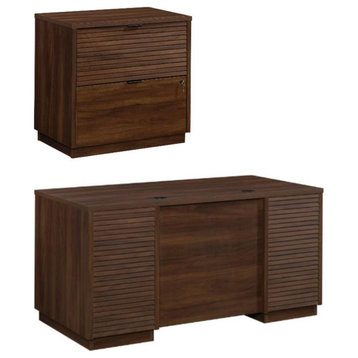 Home Square 2-Piece Set with 2-Drawer Lateral File Cabinet and Computer Desk