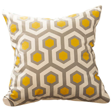 Black And  Yellow Zig Zag Decorative Throw Pillow Cover, Gray, Yellow