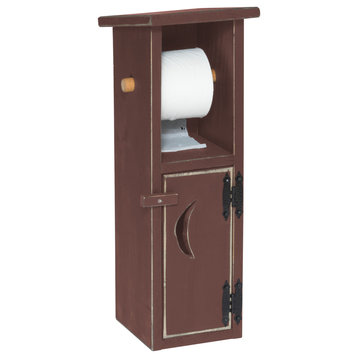 Farmhouse Pine Outhouse Toilet Paper Holder, Burgundy