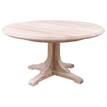 60" Round Solid Oak Dining Table