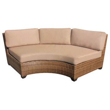 Afuera Living Curved Armless Hand Woven  Outdoor Wicker Patio Sofa in Tan