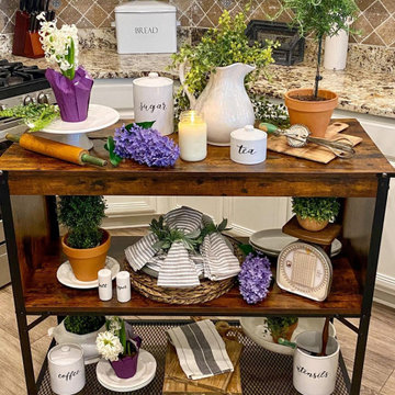 Houzz Kitchens | Kitchen Island Table with Mesh Shelves