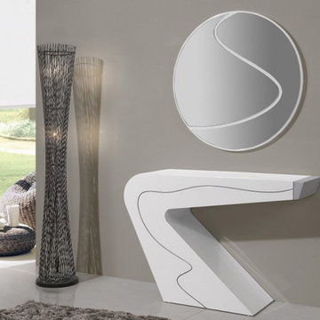 Seven White & Grey High Gloss Modern Console Table!