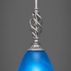 Elegante Mini Pendant, 7" Blue Italian Glass