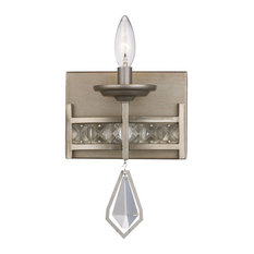 1-Light Wall Sconce Antique Silver Leaf Finish Clear Crystal, 70771 ASL